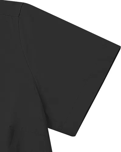 Vista 6 de siliteelon Camisas de vestir para mujer, de manga corta, de algodón, camisa con botones abajo, camisa básica con botones arriba, camisas con cuello