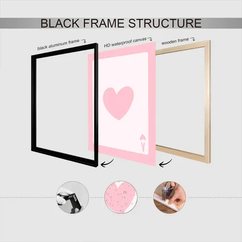 Vista 2 de Pósteres de cartas de moda Ace Card Preppy Coquette Room Casino Tema Party Poker Art Lindo Corazón Rosa Femenino Acuarela Jugar Cartas Impresiones