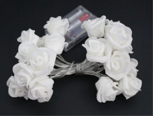 Vista 3 de Fantasee - Guirnalda de luces LED de rosas que funcionan con pilas, luces de rosas decorativas para bodas, propuestas de matrimonio, hogar, Azul