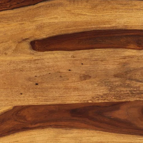 Vista 7 de Mesa de comedor de madera maciza de Sheesham, forma rectangular, 47.2 pulgadas, acabado pulido marrón con patas de metal para cocina y comedor