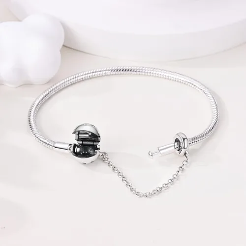 Vista 3 de Parmuz Pulsera de plata de ley 925 con dije de cadena de serpiente, ojo malvado, atrapasueños, llave, cierre de corazón, dije de viaje, momentos