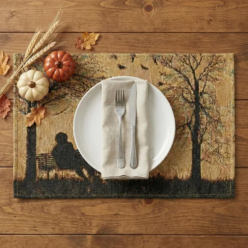 Vista 8 de DaDa Bedding - Juego de 4 manteles individuales de algodón y lino para mesa de comedor, 13 x 19 pulgadas