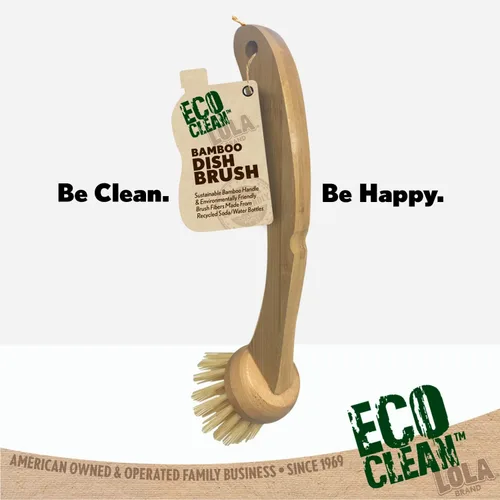 Vista 6 de LOLA Eco Clean Cepillo de bambú para platos, multiusos, mango de bambú renovable ergonómico sostenible, fibras son botellas de soda/agua recicladas