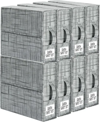 Vista 14 de SUOCO SheetCube - Organizadores de sábanas y almacenamiento de 2 unidades, organizador plegable de lino para armario, contenedor de caja