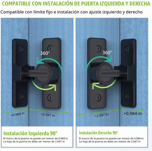Vista 6 de Herrajes para cerradura de puerta de granero, pestillos de compuerta de seguridad resistente de 90 grados, cerradura de pestillo de perno abatible