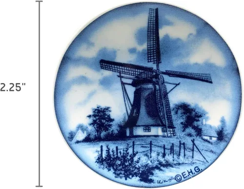 Vista 2 de Essence of Europe Gifts Delft Blue Windmill Cocina Imán Placa de cerámica