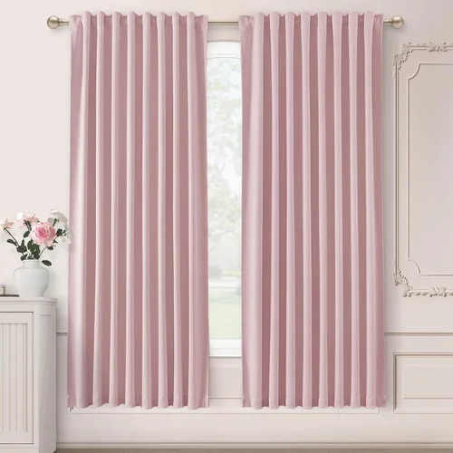 Vista 40 de SHINELAND Cortinas opacas cortas para ventanas de dormitorio, cortinas de baño, 45 pulgadas de largo