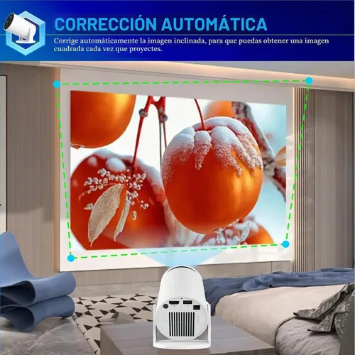 Vista 6 de Mini proyector, proyector inteligente 4K mejorado con Wifi 6 y Bluetooth 5.4, proyector portátil con Android 14, corrección trapezoidal automática