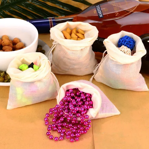 Vista 6 de Pangda 100 bolsas de muselina de algodón con cordón de 4 x 6 pulgadas, lona de muselina de lino, bolsa de regalo de joyería para fiestas