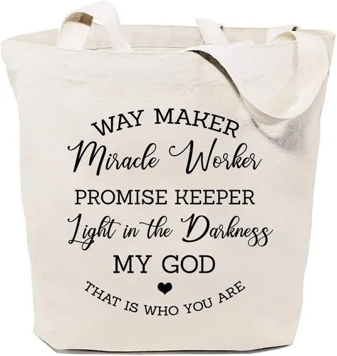 Vista 6 de Waymaker - Bolsa de lona para mujer, con texto en inglés "Christian Scripture", reutilizable, bolsa de compras para el hombro, regalos divertidos