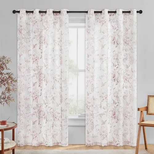 Vista 26 de Beauoop - Cortinas florales 100% blackout, de 84 pulgadas de largo, 2 paneles, para dormitorio, sala de estar, azul marino y blanco