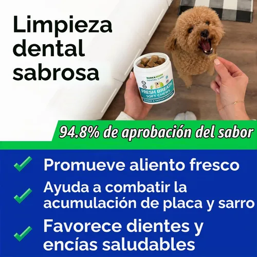 Vista 3 de BARK&SPARK Masticables ambientadores de aliento de dientes de perro Probióticos para ayudar al aliento