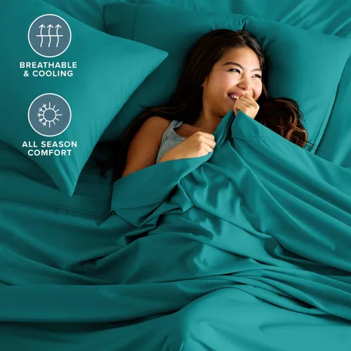 Vista 14 de Bare Home Sheet Set 1800 Ultra-Soft with 2 Pillowcases (Twin XL, Dark Blue)