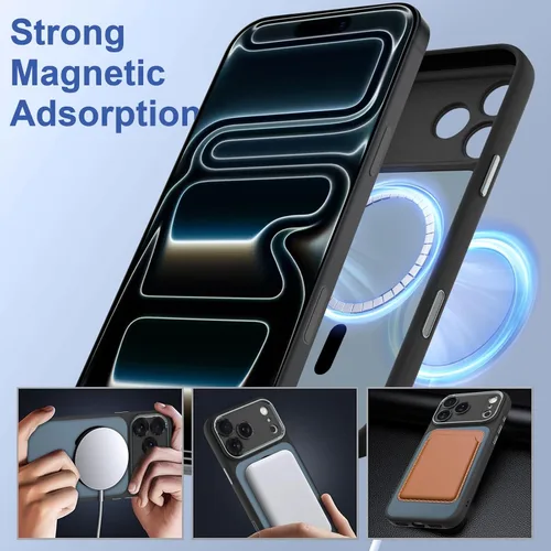 Vista 5 de ZIYE Funda magnética hecha para iPhone 17 Pro Max de 6.9 pulgadas [compatible con MagSafe] TPU suave y policarbonato duro, funda delgada