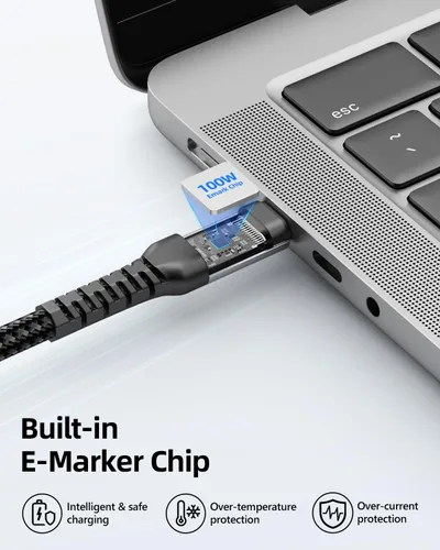 Vista 3 de Cable de pantalla de monitor USB C de 1 pie, 4K a 144 Hz/60 Hz USB C a USB C 3.2 Gen2x2 20Gbps cable de datos, compatible con iPhone 15/15 Pro Max