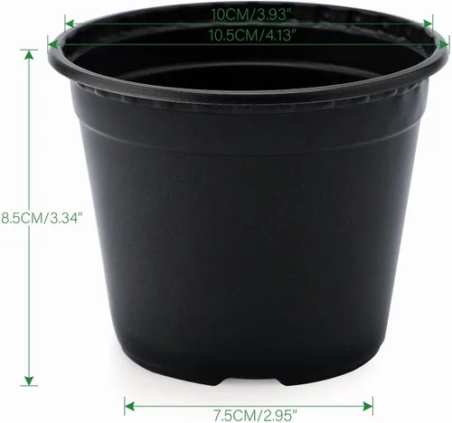 Vista 2 de KINGLAKE 100 piezas de macetas de plástico de 10 cm para plantas negras