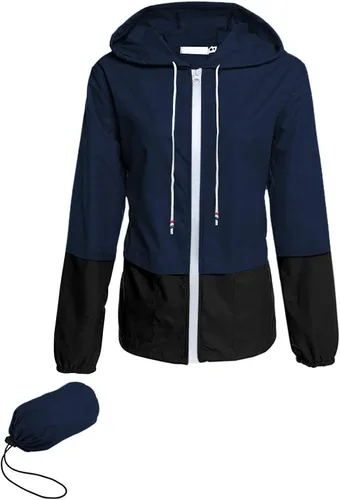 Vista 6 de Avoogue - Chaquetas de lluvia para mujer, diseño ligero, con capucha, para exteriores, impermeables, cortavientos Verde militar