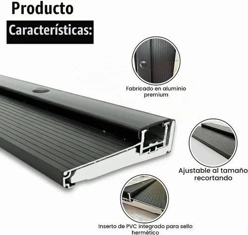 Vista 3 de KC Hardware Umbral de aluminio ajustable negro, extensión de umbral, ancho corto, diseño de tornillo oculto, resistente para uso residencial