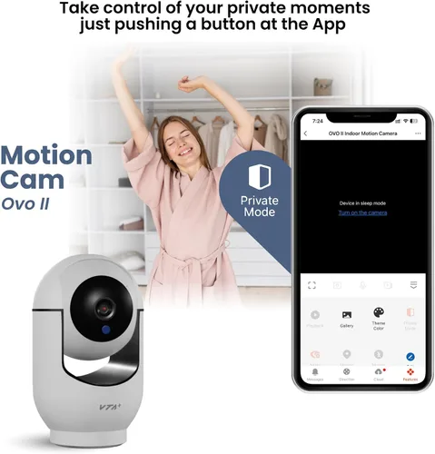Vista 3 de Cámara inteligente 2K para interiores, control PTZ con rotación horizontal de 355° y vertical de 150°, audio de 2 vías, visión nocturna, modo