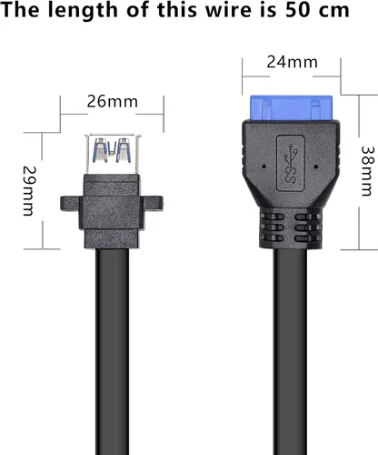 Vista 6 de XMSJSIY Cable del panel frontal USB 3.0 de la placa base 19/20pin Cable a