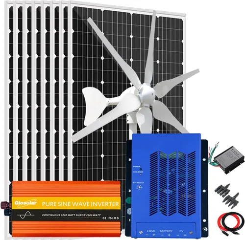 Vista 19 de Kit solar de viento de 640 W, kit de carga de batería de 12 V: generador de turbina eólica de 400 W + 2 paneles solares de 120 W + controlador +