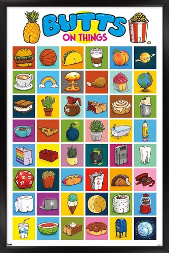Vista 8 de Trends International Brian Cook: Butts on Things - Póster de collage de pared, 22.4 pulgadas de largo x 14.7 pulgadas, versión enmarcada de madera