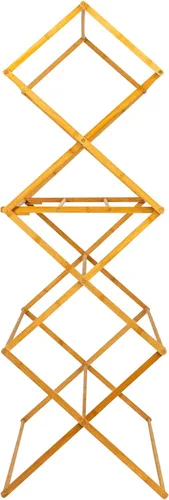 Vista 6 de Household Essentials Estante plegable de secado de ropa de bambú de gran tamaño, estante de lavandería de lujo con 11 clavijas, respetuoso