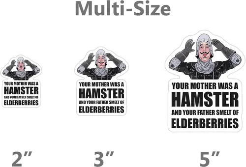 Vista 2 de Monty Python y el Santo Grial Tu madre era un hámster y tu padre oler de bayas de saúco Pegatina para camisa de 5 pulgadas