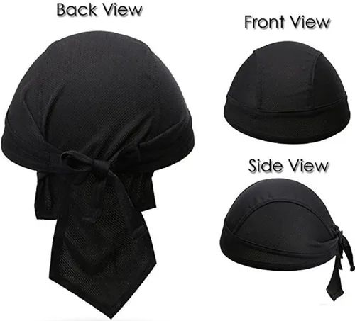 Vista 4 de Gorro de calavera de trapo de rocío que absorbe el sudor para hombres, bandana y sombrero envolvente