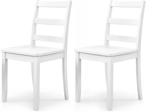 Vista 14 de ERGOMASTER Juego de 4 sillas de comedor de madera, sillas de cocina de madera sin brazos con respaldo, sillas laterales de restaurante para estudio
