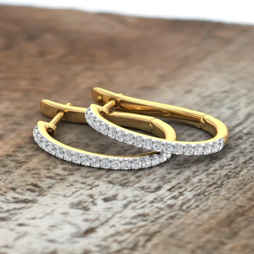 Vista 5 de Aretes de aro de oro de 14 quilates con diamantes (0.40 quilates) - Certificado IGI