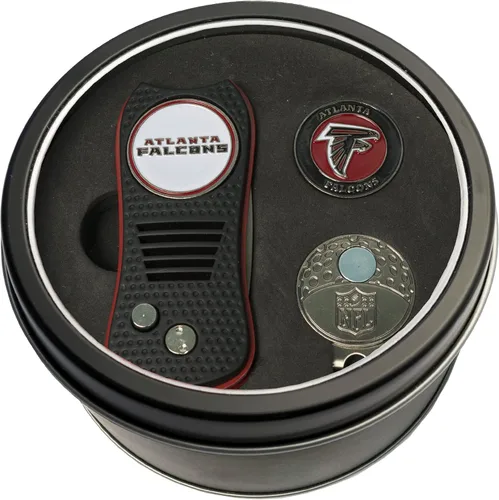 Vista 10 de Team Golf Set de regalo NFL Herramienta de divot de hoja conmutadora, clip de tapa y 2 marcadores de bola de esmalte de doble cara, diseño Multi
