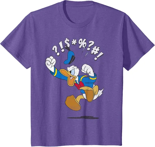 Vista 43 de Disney Mickey And Friends - Camiseta vintage de Donald Duck Angry Jump, Negro