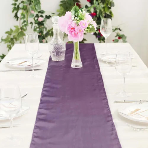 Vista 7 de Efavormart - Paquete de 10 caminos de mesa de satén de alta calidad para bodas, fiestas de cumpleaños, ajuste rectangular y mesa redonda, 12 x 108