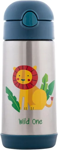 Vista 12 de Stephen Joseph Botellas de acero inoxidable de doble pared, botella de agua aislada para niños pequeños, botella aislada al vacío con popote, Abeja