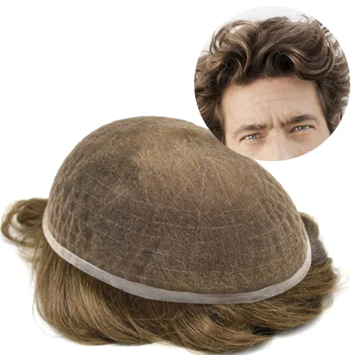 Vista 12 de Men Toupee Hairpiece Human Hair System Mens Hair Piece Bleached Knot Full Lace Toupee For Men Protesis Capilar Mens Toupee 6X8 1# Jet Black 100%
