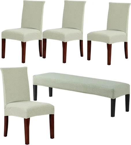 Vista 21 de CRFATOP 4 Piezas de Fundas Elásticas para Silla de Comedor con Funda para Banco Fundas Impresas para Silla de Comedor Fundas para Cojín de Asiento
