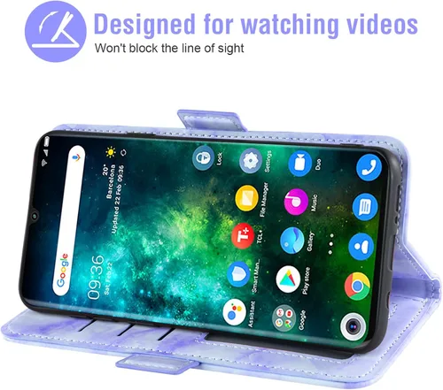 Vista 4 de Asuwish Funda compatible con TCL 10 Pro y protector de pantalla de vidrio templado, accesorios para celdas, ranura para tarjetero, soporte