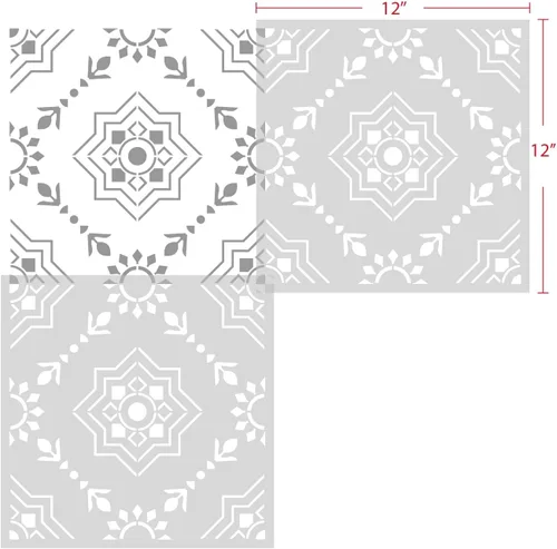 Vista 4 de GSS Designs - Plantilla de azulejos reutilizable de 12 x 12 pulgadas para pintar pisos de cemento de pared, muebles de madera, decoración del hogar