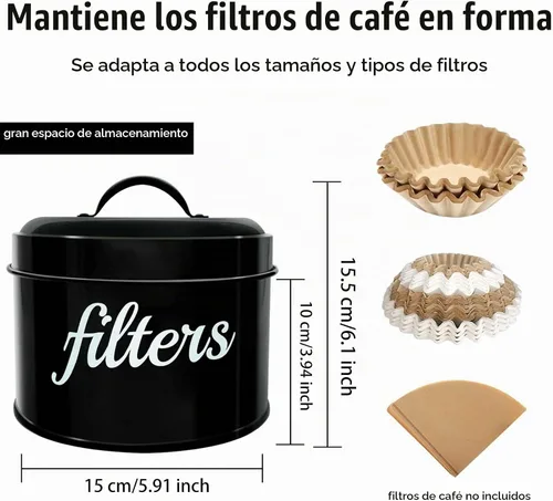 Vista 2 de Soporte para filtro de café esmaltado blanco con tapa, decoración rústica de granja de café envejecida