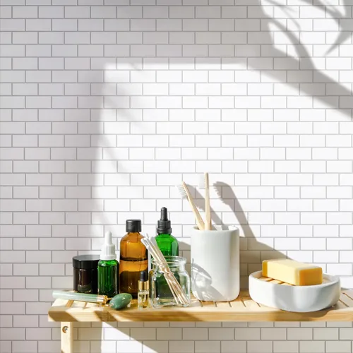 Vista 4 de Merola Tile Metro Square Matte White - Mosaico de porcelana (6 x 6 pulgadas)