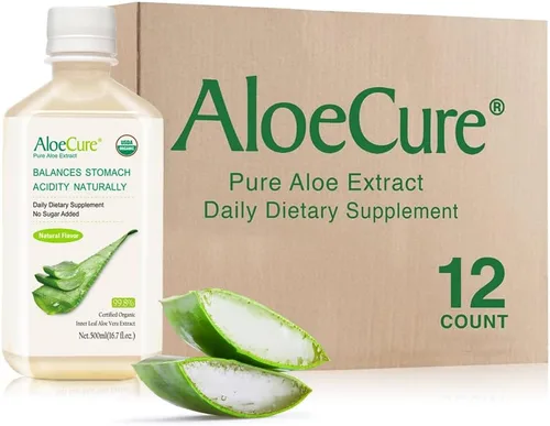 Vista 10 de AloeCure Jugo de aloe vera orgánico USDA hecho dentro de las 12 horas de la cosecha - Jugo puro de aloe natural, suplemento digestivo para apoyar
