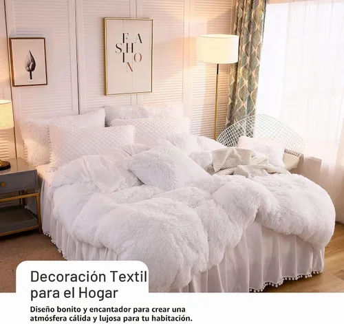 Vista 6 de LIFEREVO - Juego de 2 fundas de cojín decorativo de pelo sintético y terciopelo suave Blanco