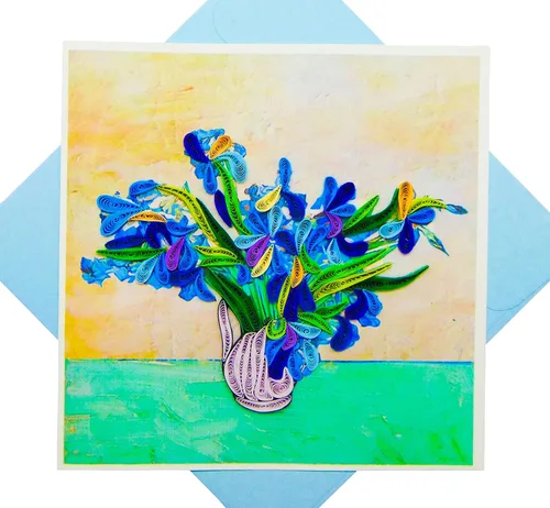 Vista 17 de Grues de Momoyogusa – Flores de Cien Generaciones (1909) de Kamisaka Sekka Tarjeta de Felicitación de Arte Filigrana, Tarjeta de Felicitación