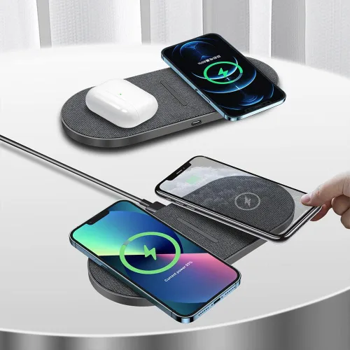 Vista 3 de Cargador inalámbrico dual de 20 W para múltiples dispositivos, almohadilla de carga inalámbrica rápida de 40 W para iPhone de Apple, AirPods