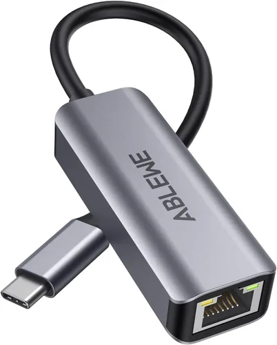 Vista 9 de Adaptador USB C a Ethernet, ABLEWE Type-C a RJ45 Gigabit Ethernet, adaptador de red LAN Thunderbolt 3 a RJ45 compatible con MacBook Pro/Air, iPhone