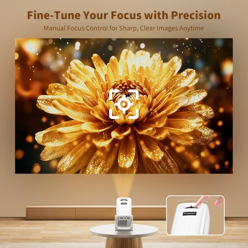 Vista 6 de Mini proyector con soporte 4K, proyector portátil de corto alcance (Luna)