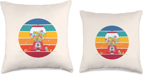 Vista 3 de Hundredth Monkey Lifestyle Tees Rainbow Sunset Gumball Machine Candy Retro Throw Pillow 16x16, Multicolor