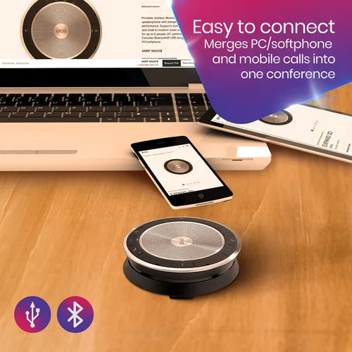 Vista 4 de EPOS - Sennheiser Expand 30 Altavoz Bluetooth portátil - Paquete global Teck con paño de microfibra GTW - Compatible con equipos, Zoom, Webex