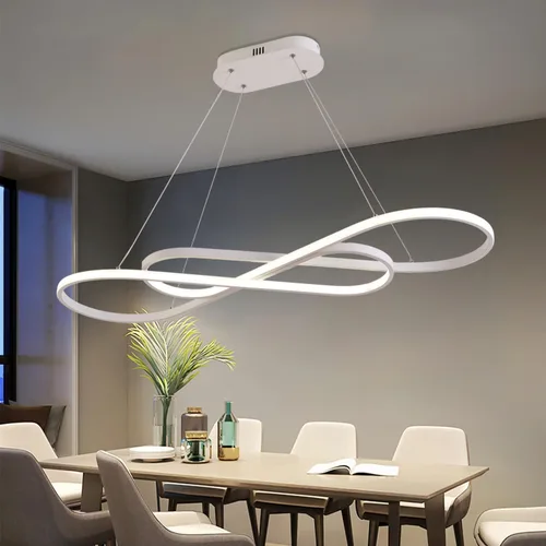 Vista 13 de Lámpara LED de 47.24 pulgadas regulable moderna lámpara colgante 3000K-6500K brillo de color ajustable con control remoto Blanco